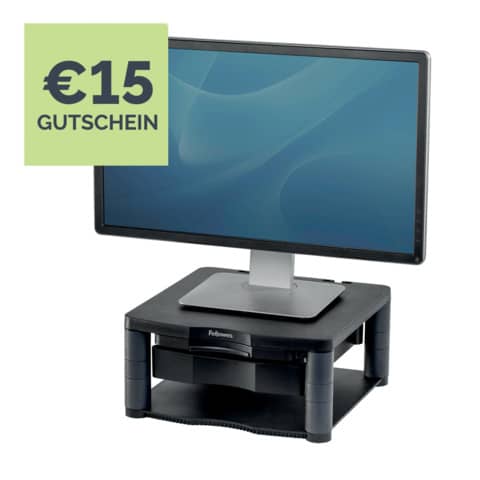 Supporto FELLOWES Premium Plus per monitor plastica riciclata grafite 34,3x33,3x6,4-16,5 cm - 9169501